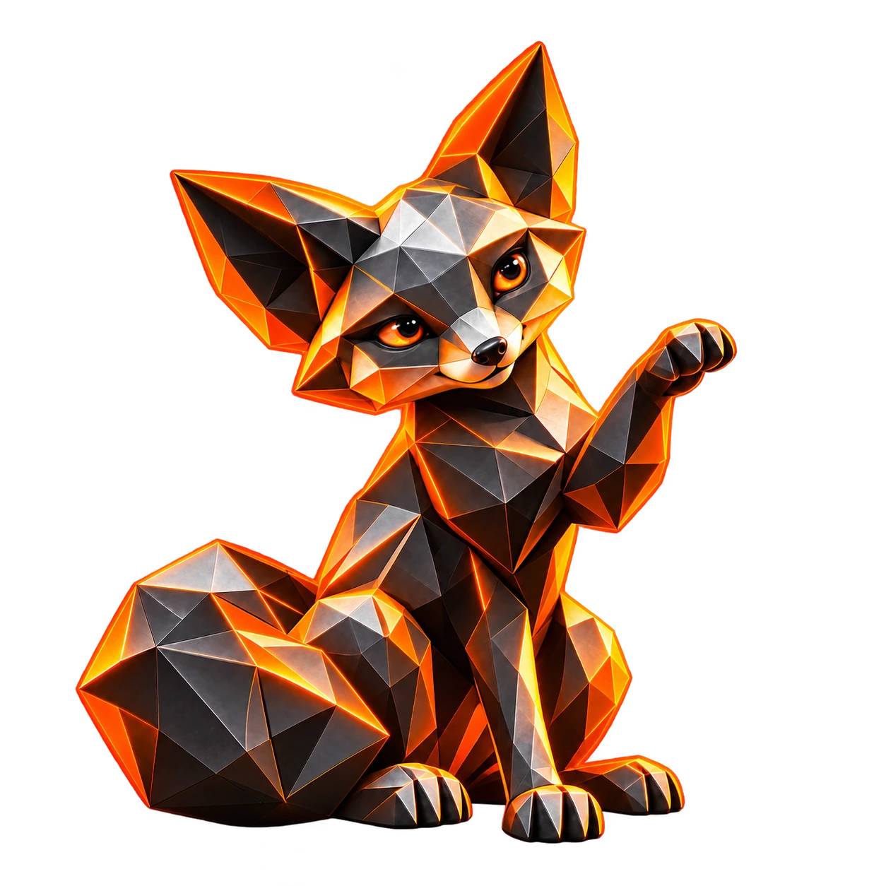 Der facettierte CHIC-IDEA-Fuchs zeichnet mit seiner Pfote eine Lichtspur.